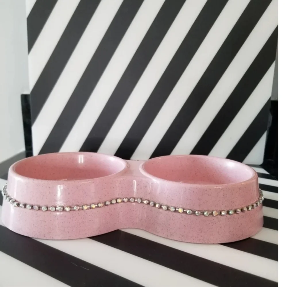 Pink bling pet bowls